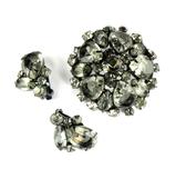  DeLizza and Elster Juliana Gray Rhinestone Domed Brooch and Earrings