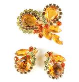 DeLizza and Elster Juliana Topaz Rhinestone Brooch and Earrings