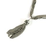 Silvertone Mixed Chains Tassel Necklace
