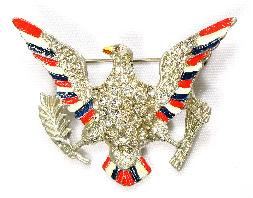 Coro rhinestone enameled eagle pin