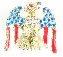 Pot metal enameled eagle pin