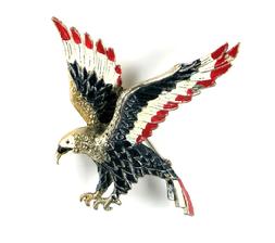  Red White and Blue Enamel Eagle Large Brooch 