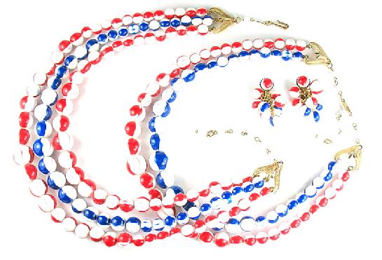 Florenza Red White Blue Beads