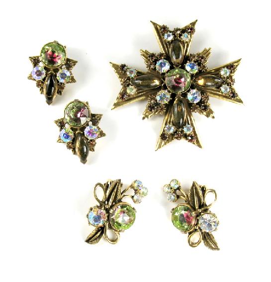 Florenza Maltese cross brooch and earrings